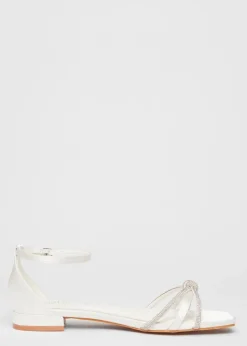 Quiz White Wide Fit Knot Front Sandals