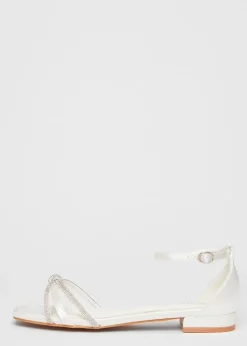 Quiz White Wide Fit Knot Front Sandals