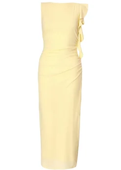 Quiz Yellow Frill Midi Dress