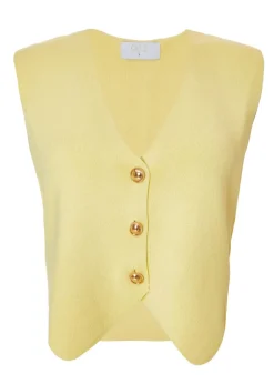 Quiz Yellow Knitted Button Front Waistcoat