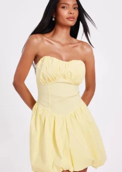 Quiz Yellow Puff Ball Skater Dress