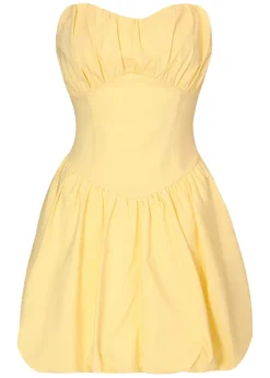 Quiz Yellow Puff Ball Skater Dress