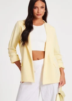 Quiz Yellow Ruched Sleeve Blazer