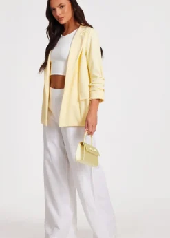 Quiz Yellow Ruched Sleeve Blazer