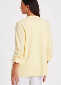 Quiz Yellow Ruched Sleeve Blazer
