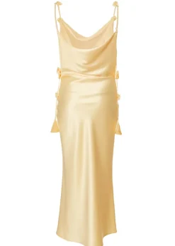 Quiz Yellow Satin Midaxi Dress