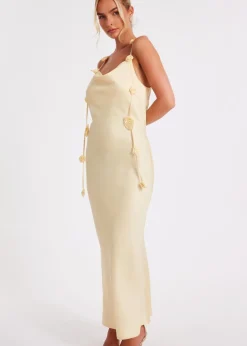 Quiz Yellow Satin Midaxi Dress
