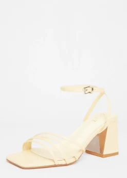 Quiz Yellow Strappy Low Block Heels