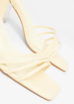 Quiz Yellow Strappy Low Block Heels