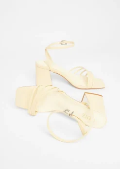 Quiz Yellow Strappy Low Block Heels