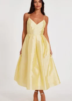 Quiz Yellow Taffeta Midaxi Dress