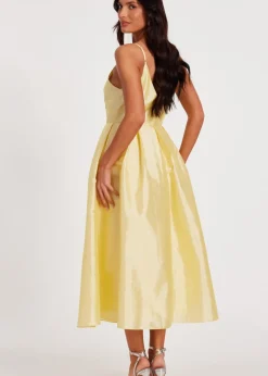 Quiz Yellow Taffeta Midaxi Dress
