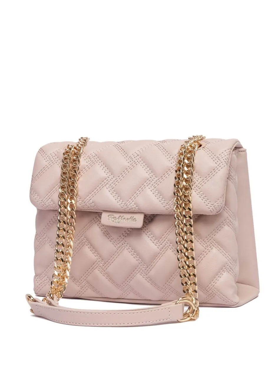 Raffaella Beige Quilted Chain Shoulder Bag