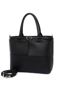Raffaella Black Buckle Detail Shoulder Bag