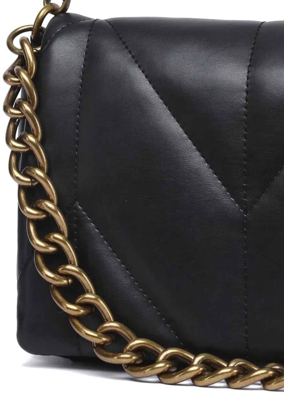 Raffaella Black Chain Front Cross Body Bag