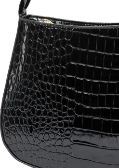 Raffaella Black Croco Shoulder Bag