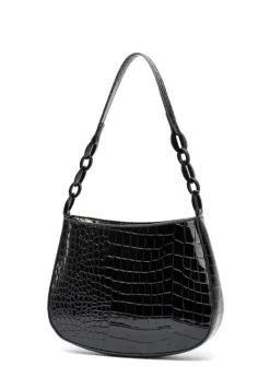 Raffaella Black Croco Shoulder Bag