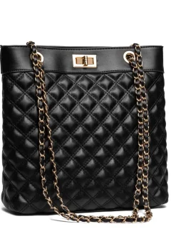 Raffaella Black Quilted Tote Shoulder Bag