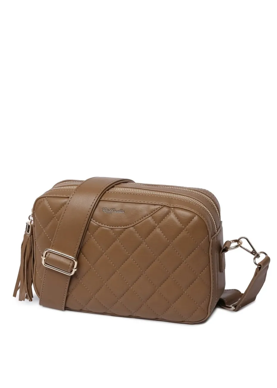 Raffaella Brown Quilted Cross Body Camera Bag