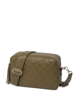 Raffaella Khaki Quilted Cross Body Camera Bag