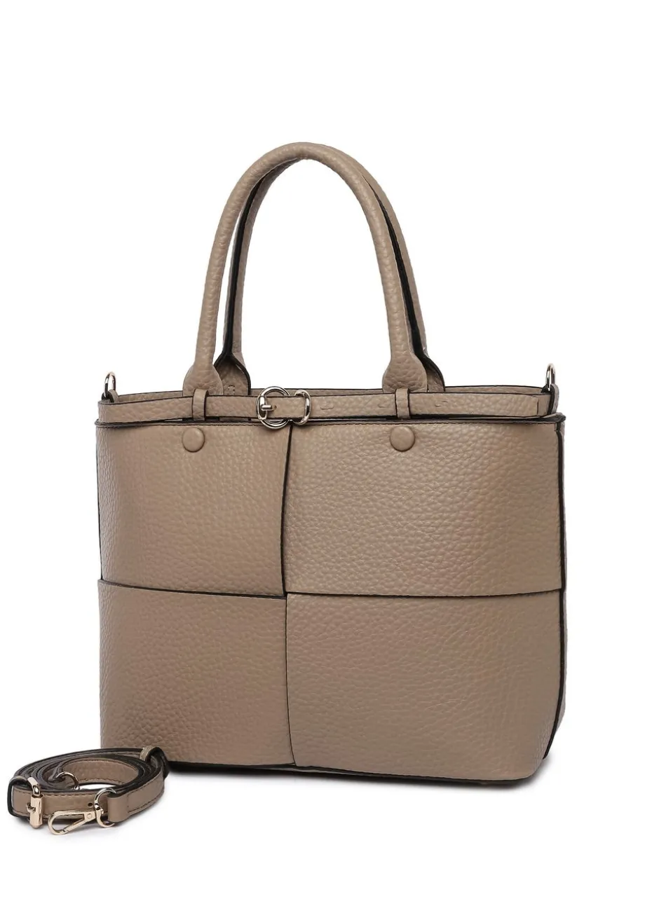 Raffaella Taupe Buckle Detail Shoulder Bag