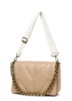 Raffaella Taupe Chain Front Cross Body Bag