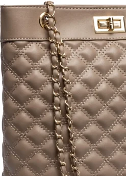 Raffaella Taupe Quilted Tote Shoulder Bag