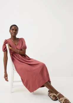 Raspberry Button Midi Tea Dress