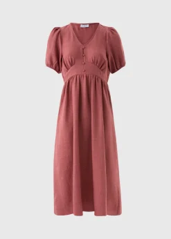 Raspberry Button Midi Tea Dress