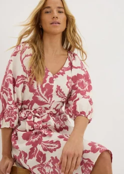 Raspberry Floral Belted Mini Tea Dress