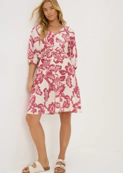 Raspberry Floral Belted Mini Tea Dress