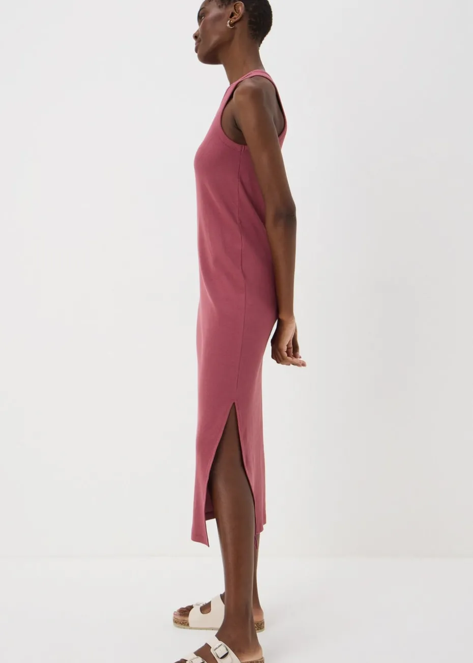 Raspberry Racer Back Ribbed Midi Dress