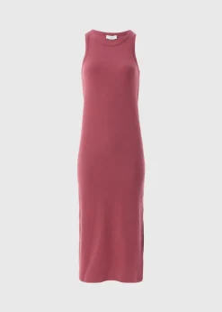 Raspberry Racer Back Ribbed Midi Dress