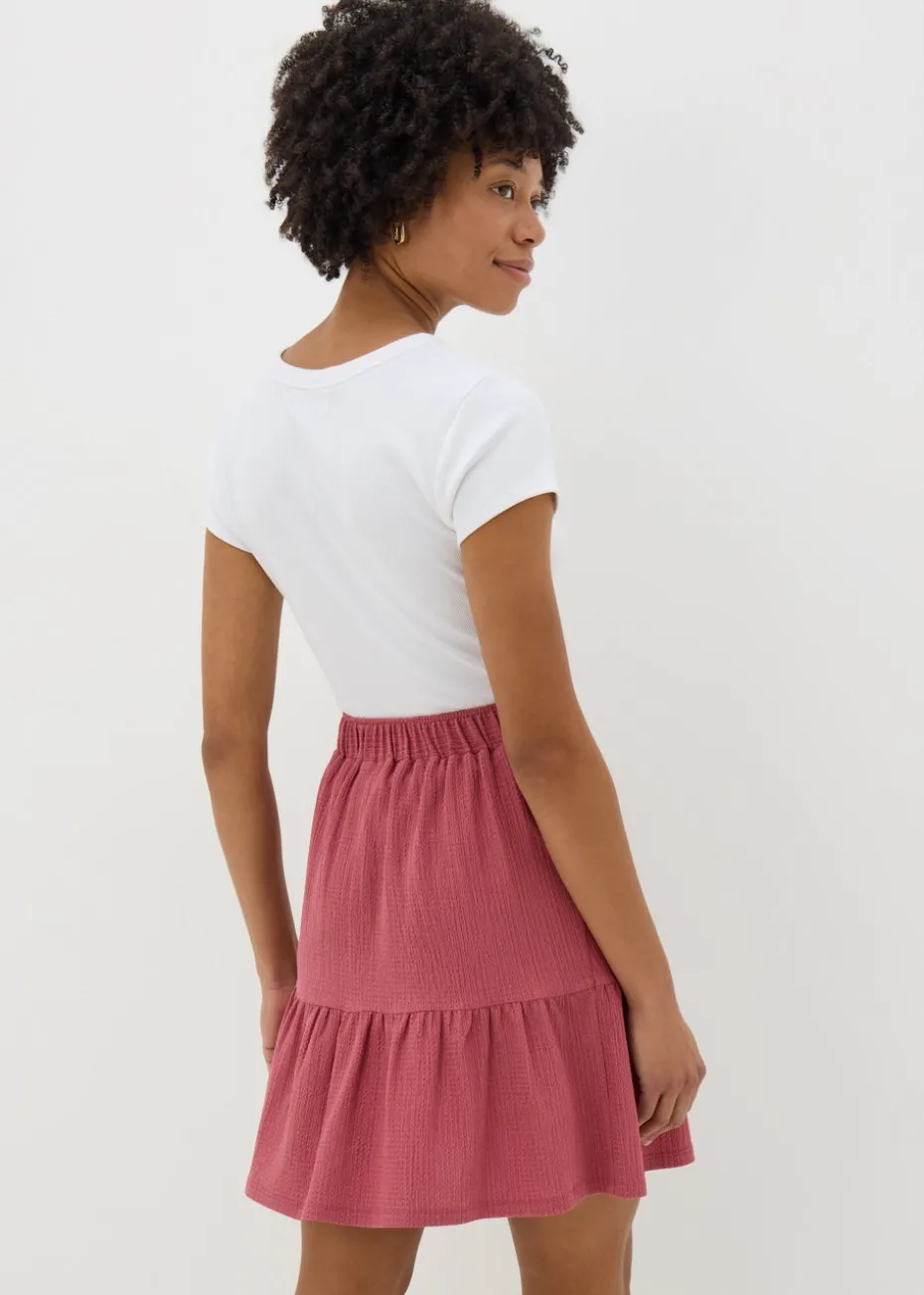 Raspberry Tiered Mini Skirt