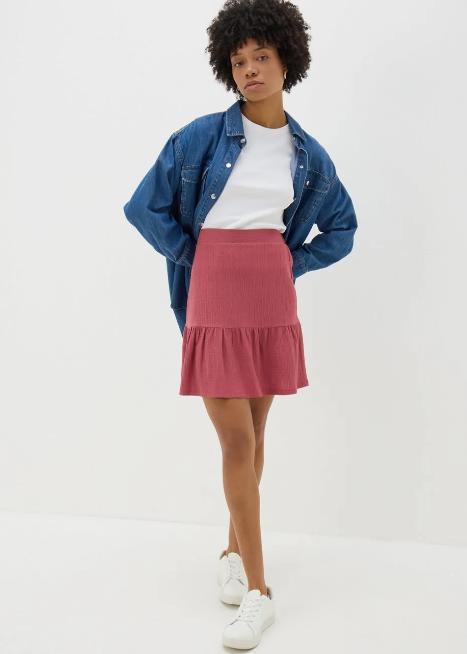 Raspberry Tiered Mini Skirt