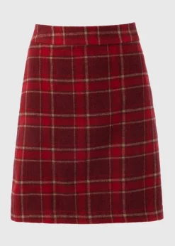 Red Check A Line Skirt