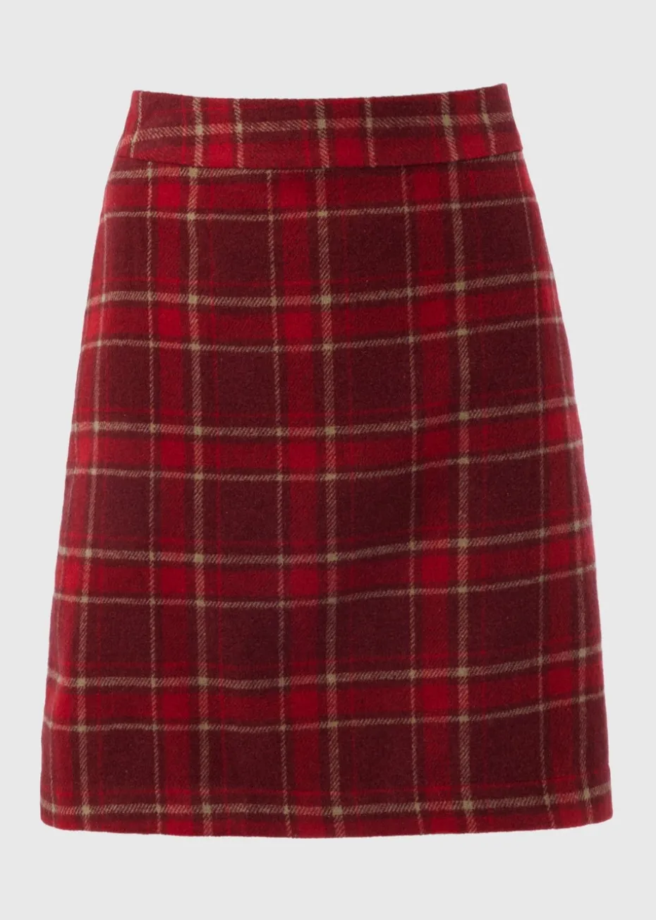 Red Check A Line Skirt