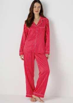 Red Stripe Satin Pyjama Set