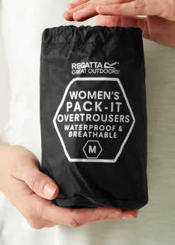 Regatta Black Pack-It Waterproof Breathable Isolite Overtrousers