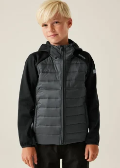 Regatta Black/Grey Kids Kielder IX Water Repellent Extol Stretch Jacket (3-16 yrs)