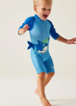 Regatta Bubble The Shark Hawaiian Blue Kids Animal Quick Dry Swimsuit (6 months- 6 yrs)