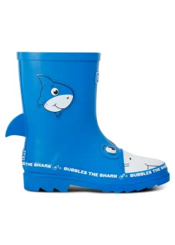 Regatta Bubbles the Shark Blue Kids' Mudplay Junior II Waterproof Wellies