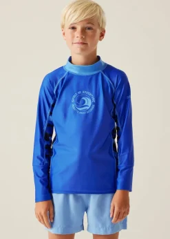 Regatta Olympian Blue Camo Kids Hoku II Swim Top (3- 16 Yrs)