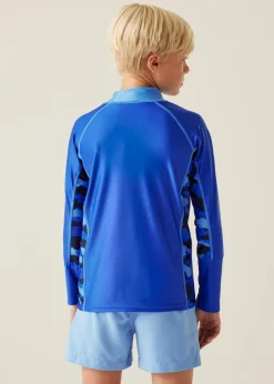 Regatta Olympian Blue Camo Kids Hoku II Swim Top (3- 16 Yrs)