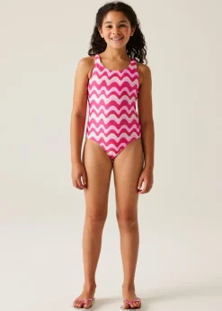 Regatta Pop Wavy Stripe Kids Katrisse Swimsuit (3- 16 Yrs)