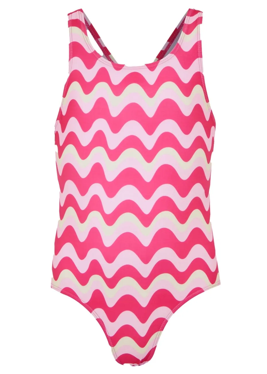 Regatta Pop Wavy Stripe Kids Katrisse Swimsuit (3- 16 Yrs)