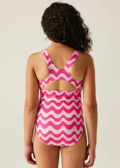 Regatta Pop Wavy Stripe Kids Katrisse Swimsuit (3- 16 Yrs)