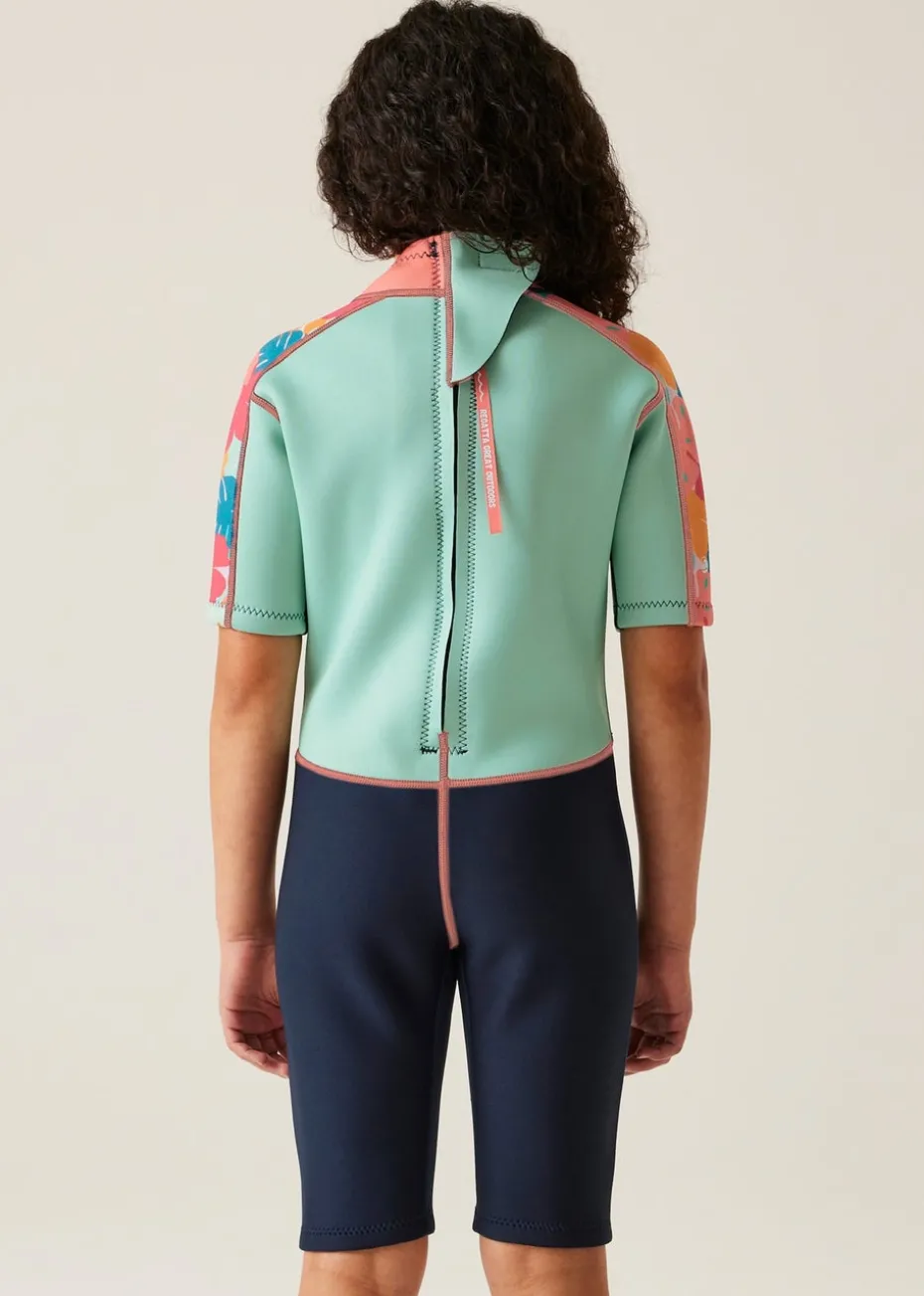 Regatta Tropical Leaf Blue Navy Kids' Junior Lightweight Wetsuit
