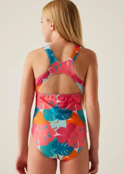 Regatta Tropical Leaf Print Kids Katrisse Swimsuit (3- 16 Yrs)