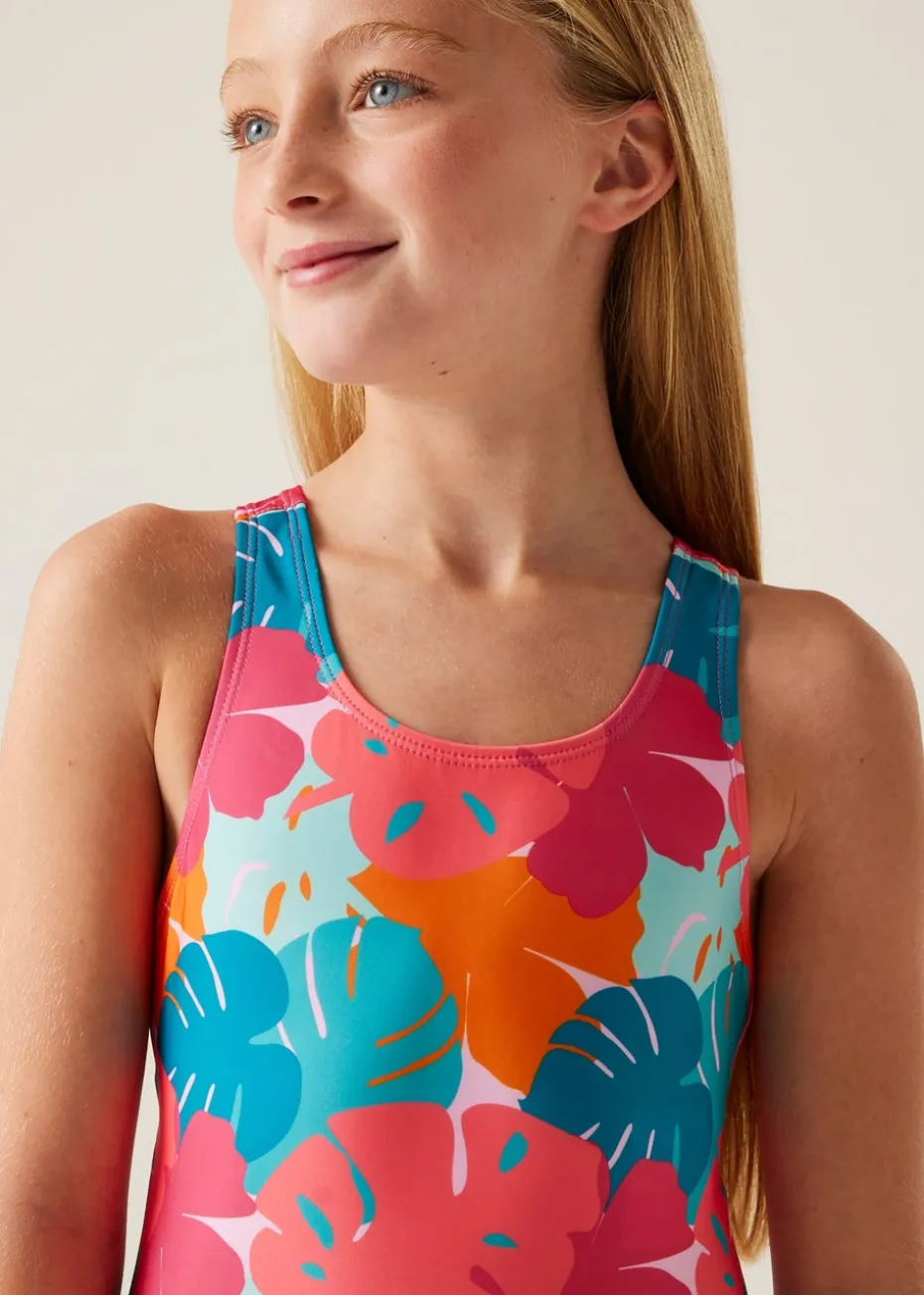 Regatta Tropical Leaf Print Kids Katrisse Swimsuit (3- 16 Yrs)